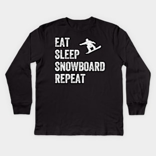 Eat sleep snowboard repeat Kids Long Sleeve T-Shirt